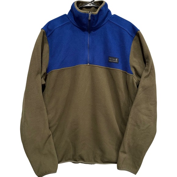 Brooks Brothers Mens Polyester Fleece Pullover Jacket Blue Green 1/4 Zip Size XL - Picture 1 of 7